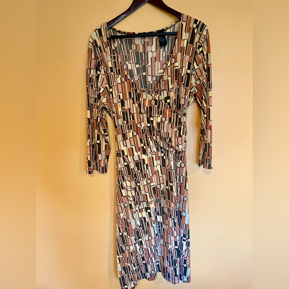Axcess Vintage Long Sleeve Retro Dress Faux Wrap with Tie Size XL